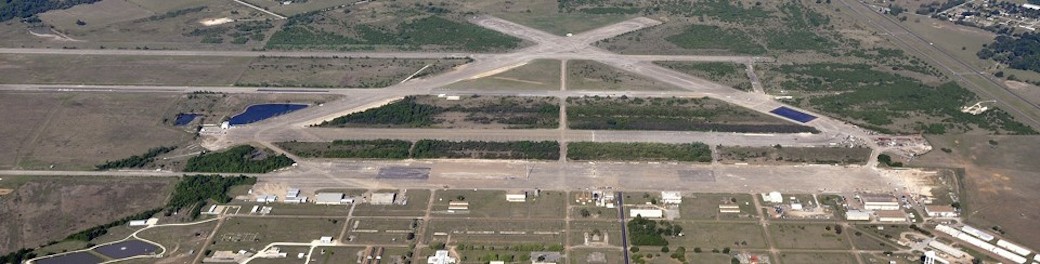 Aerial view of Texas A&M Riverside Campus showing runways